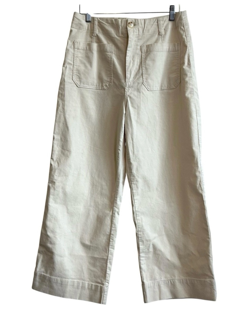 Avec Les Fillet Cream Wide Leg High Rise Fine Wale Corduroy 12 Cropped Pants